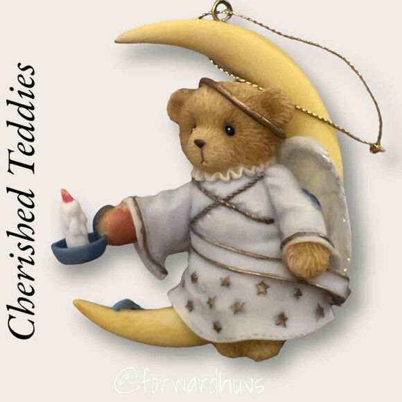 Enesco Cherished Teddies Hanging Ornament - "Angel Sitting on the Moon" - Picture 1 of 8